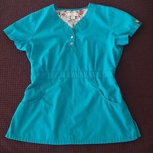 Koi Turquoise Scrub Top
